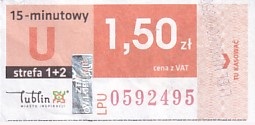 Communication of the city: Lublin (Polska) - ticket abverse. 