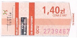 Communication of the city: Lublin (Polska) - ticket abverse. 