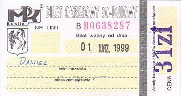 Communication of the city: Lublin (Polska) - ticket abverse