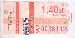 Communication of the city: Lublin (Polska) - ticket abverse. <IMG SRC=img_upload/_0wymiana2.png>