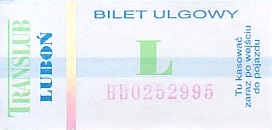 Communication of the city: Luboń (Polska) - ticket abverse. <IMG SRC=img_upload/_0ekstrymiana2.png>