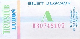 Communication of the city: Luboń (Polska) - ticket abverse