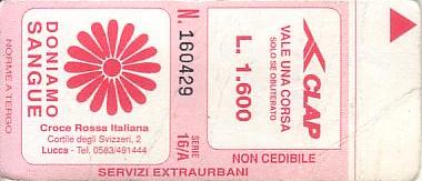 Communication of the city: Lucca (Włochy) - ticket abverse. 