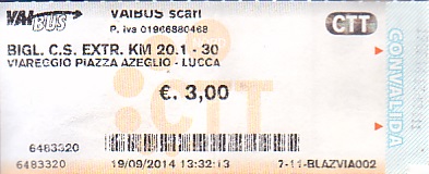 Communication of the city: Lucca (Włochy) - ticket abverse. 