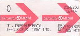 Communication of the city: Madrid (Hiszpania) - ticket abverse. <IMG SRC=img_upload/_0wymiana2.png>