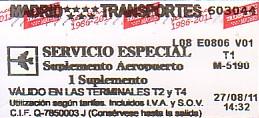 Communication of the city: Madrid (Hiszpania) - ticket abverse. 