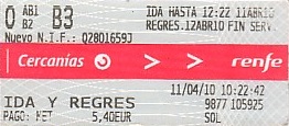 Communication of the city: Madrid (Hiszpania) - ticket abverse