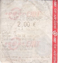 Communication of the city: Málaga (Hiszpania) - ticket abverse