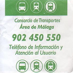 Communication of the city: Málaga (Hiszpania) - ticket abverse. 