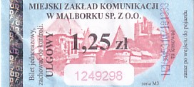 Communication of the city: Malbork (Polska) - ticket abverse. <IMG SRC=img_upload/_0wymiana2.png>