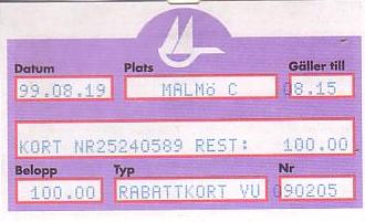 Communication of the city: Malmö (Szwecja) - ticket abverse. 