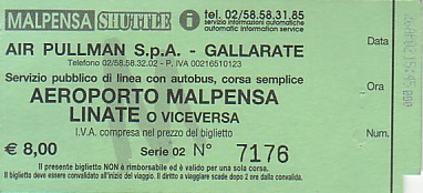 Communication of the city: Somma Lombardo (Włochy) - ticket abverse. 