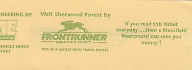 Communication of the city: Mansfield (Wielka Brytania) - ticket reverse