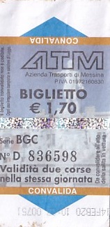Communication of the city: Messina (Włochy) - ticket abverse
