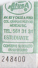 Communication of the city: Mexicali (Meksyk) - ticket abverse
