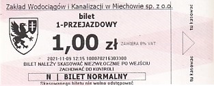 Communication of the city: Miechów (Polska) - ticket abverse