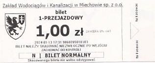 Communication of the city: Miechów (Polska) - ticket abverse