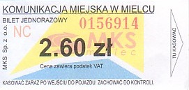 Communication of the city: Mielec (Polska) - ticket abverse