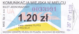 Communication of the city: Mielec (Polska) - ticket abverse
