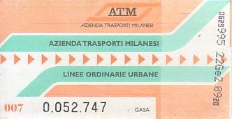 Communication of the city: Milano (Włochy) - ticket abverse. <IMG SRC=img_upload/_0wymiana2.png>
