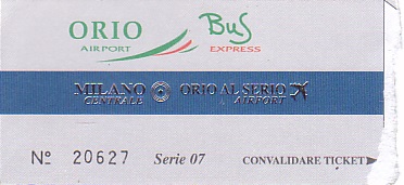 Communication of the city: Milano (Włochy) - ticket abverse. bilet na lotnisko