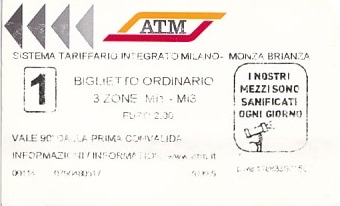 Communication of the city: Milano (Włochy) - ticket abverse. 