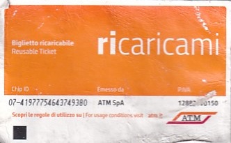 Communication of the city: Milano (Włochy) - ticket reverse