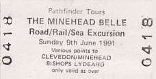 Communication of the city: Minehead (Wielka Brytania) - ticket abverse.
