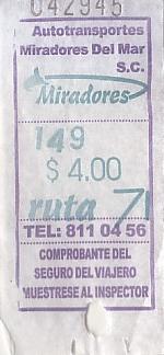 Communication of the city: Miradores del Mar (Meksyk) - ticket abverse. <IMG SRC=img_upload/_0ekstrymiana2.png>