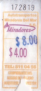 Communication of the city: Miradores del Mar (Meksyk) - ticket abverse