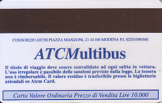 Communication of the city: Modena (Włochy) - ticket reverse