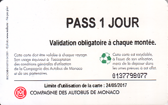 Communication of the city: Monaco (Monako) - ticket reverse