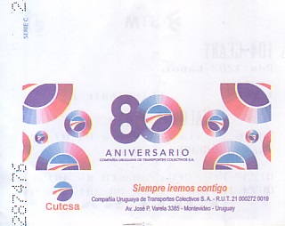 Communication of the city: Montevideo (Urugwaj) - ticket reverse