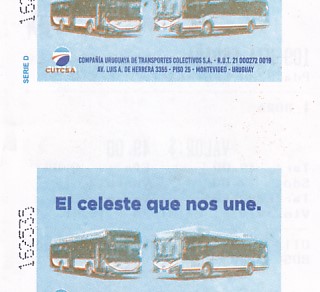 Communication of the city: Montevideo (Urugwaj) - ticket reverse