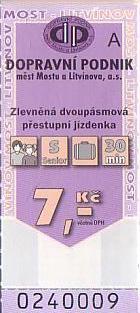 Communication of the city: Most (Czechy) - ticket abverse. 