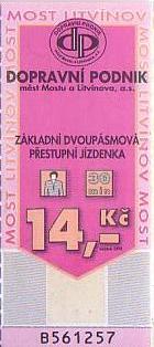 Communication of the city: Most (Czechy) - ticket abverse. 