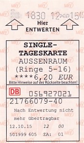 Communication of the city: München (Niemcy) - ticket abverse
