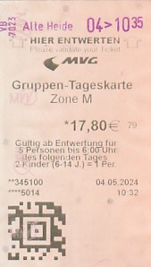 Communication of the city: München (Niemcy) - ticket abverse