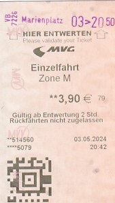 Communication of the city: München (Niemcy) - ticket abverse