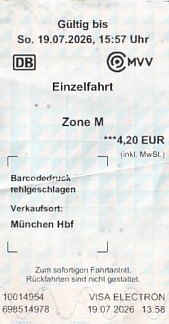 Communication of the city: München (Niemcy) - ticket abverse