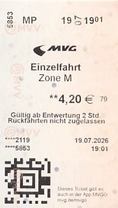 Communication of the city: München (Niemcy) - ticket abverse