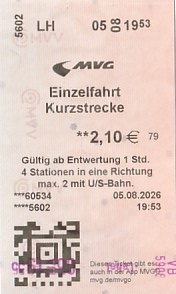 Communication of the city: München (Niemcy) - ticket abverse