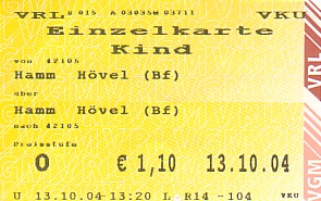 Communication of the city: Kamen (Niemcy) - ticket abverse