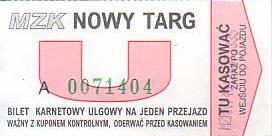 Communication of the city: Nowy Targ (Polska) - ticket abverse. <IMG SRC=img_upload/_0karnet.png alt="karnet">