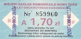 Communication of the city: Nowy Targ (Polska) - ticket abverse. <IMG SRC=img_upload/_0wymiana2.png>