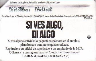 Communication of the city: New York (Stany Zjednoczone) - ticket reverse