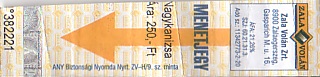 Communication of the city: Nagykanizsa (Węgry) - ticket abverse