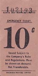 Communication of the city: Nairobi (Kenia) - ticket abverse