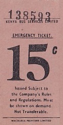 Communication of the city: Nairobi (Kenia) - ticket abverse