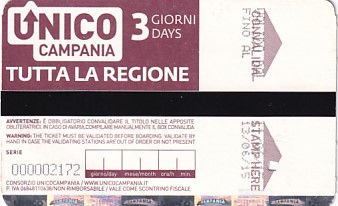Communication of the city: Napoli (Włochy) - ticket abverse. 3 dniowy